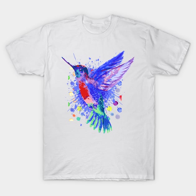 Colibri - hummingbird bird - water colors T-Shirt by BabyYodaSticker